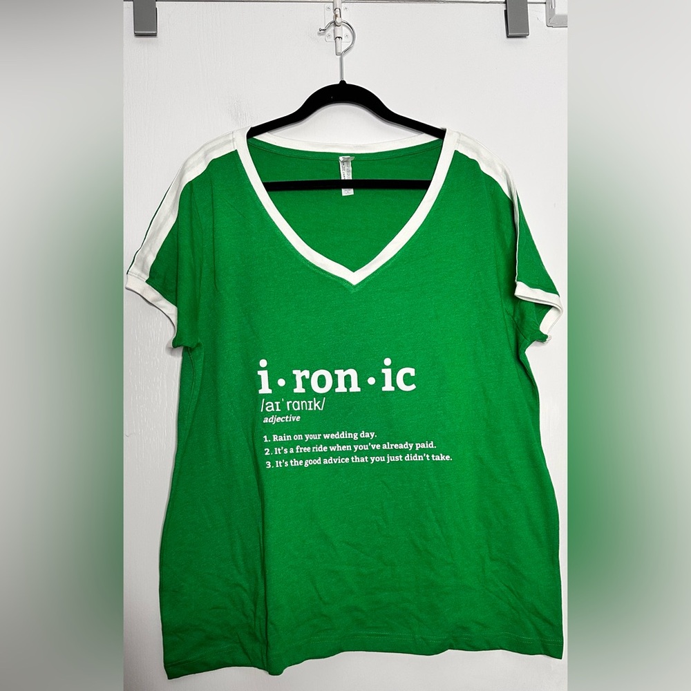 Upcycled Green V-Neck Women's Top.  Women’s size 3X (22/24)